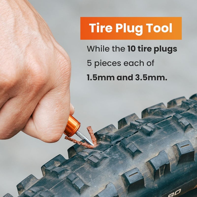 Granite Suture Aero Tire Plug Kit with Integrated CO2 Inflator, Tubeless Tire Repair Kit with 2 Size Plugs, CO2 Tire Inflator Works with Presta Valve - Image 3